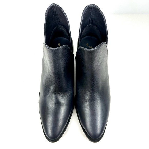 Free People Charm Double V Leather Ankle Booties Ink Dark Blue Size 36.5 - Picture 3 of 13